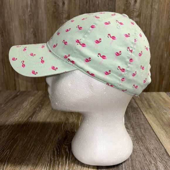 Pink Flamingo Light Green Blue Hook Loop Strapback Baseball Hat Cap Adjustable - Picture 6 of 8